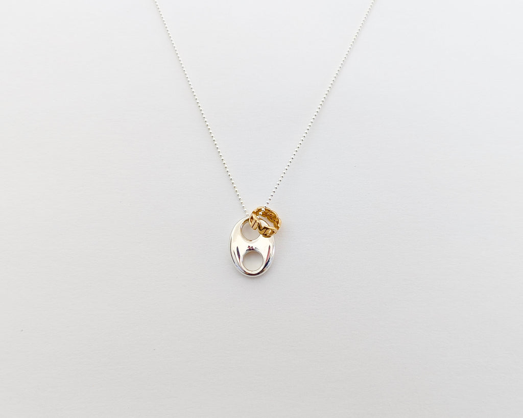 Link/Reminder Necklace Silver with 14k Yellow Gold