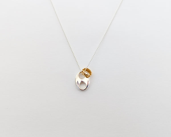 Link/Reminder Necklace Silver with 14k Yellow Gold