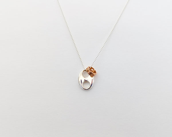 Link/Reminder Necklace Silver with 14k Pink Gold